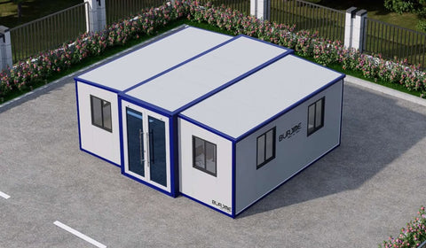 Burjme 40FT Tiny House to Live in,Portable Prefab House with 3 Bedroom,1 Full Equiped Bathroom and Kitchen,Prefabricated Container House for Adults,Foldable Mobile Home