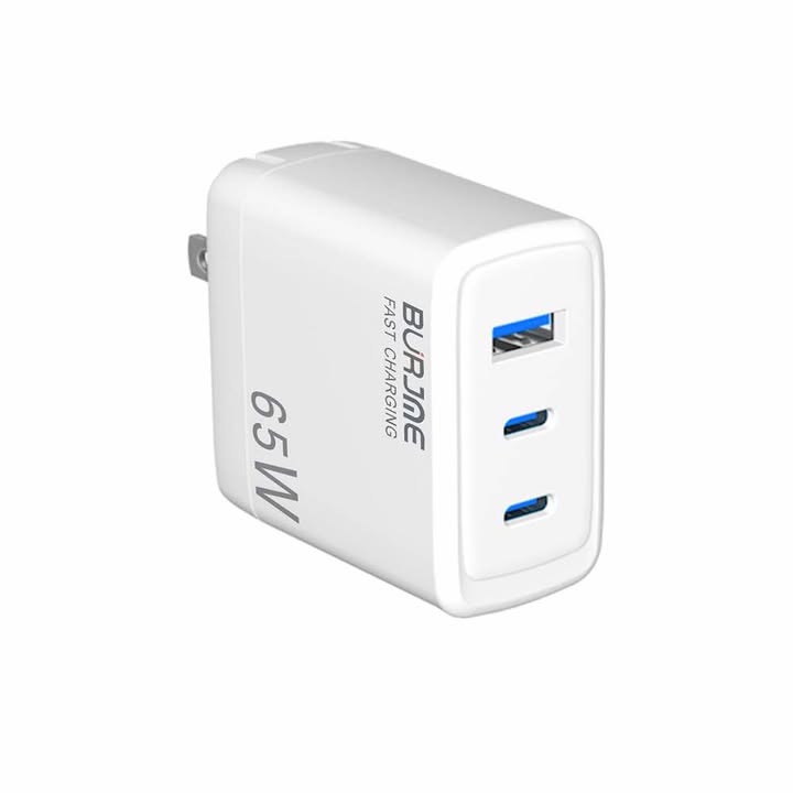 Burjme 65W Multi-Port USB Charger, 3 USB Ports USB C Charger 65W, PPS 3-Port Fast Compact USB C Charger Block for MacBook, iPad Pro, Galaxy S24, iPhone 16 / 15 and more series