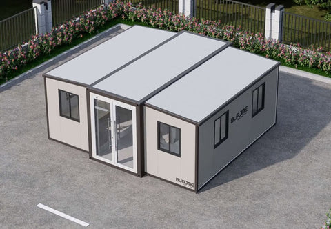 Burjme 40FT Tiny House to Live in,Portable Prefab House with 3 Bedroom,1 Full Equiped Bathroom and Kitchen,Prefabricated Container House for Adults,Foldable Mobile Home