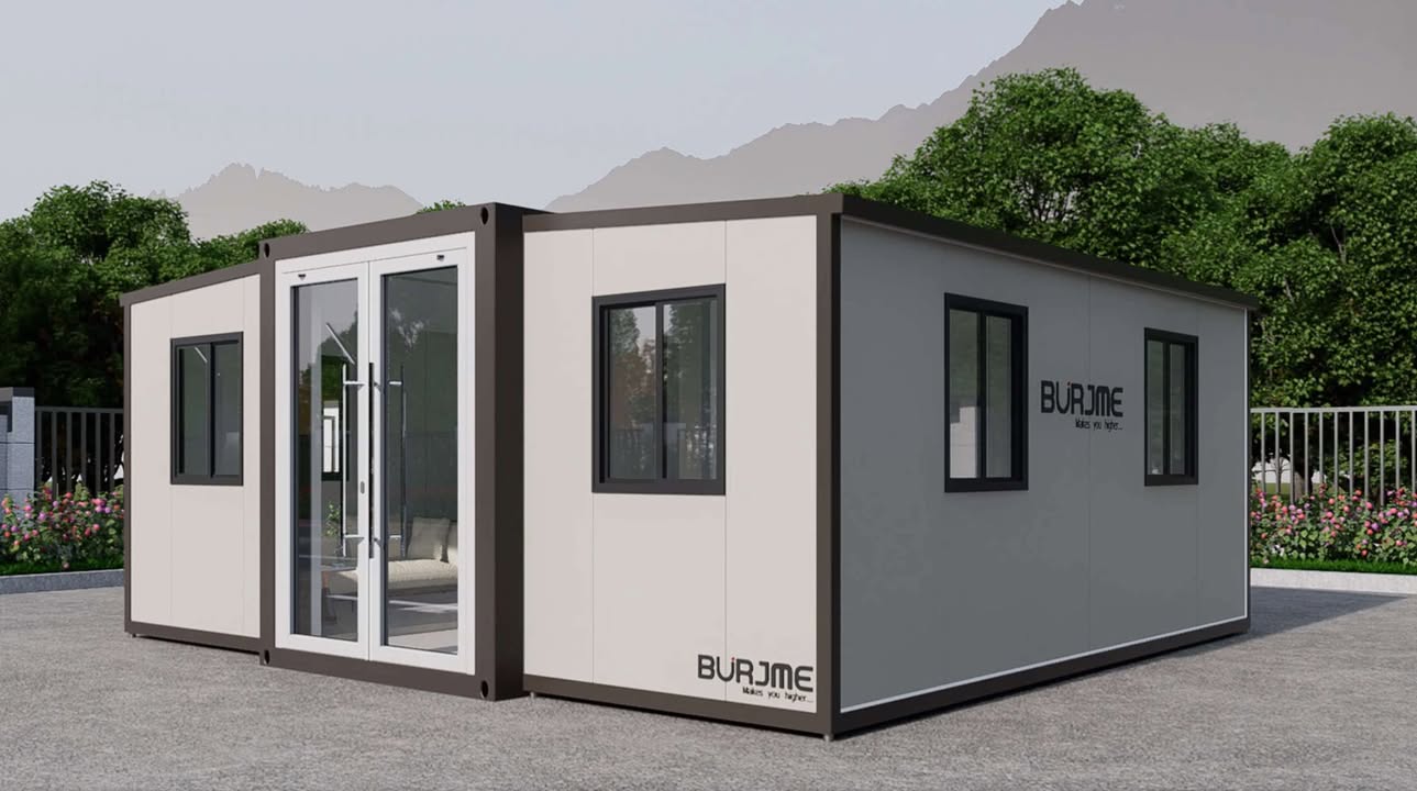 Burjme 40FT Tiny House to Live in,Portable Prefab House with 3 Bedroom,1 Full Equiped Bathroom and Kitchen,Prefabricated Container House for Adults,Foldable Mobile Home