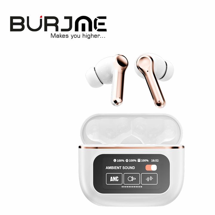 Burjme Touch Screen ANC Wireless Headset TWS Noise Cancelling Earbud Bluetooth Headphone 5.4 Support APP Long Battery life orignal airpods pro